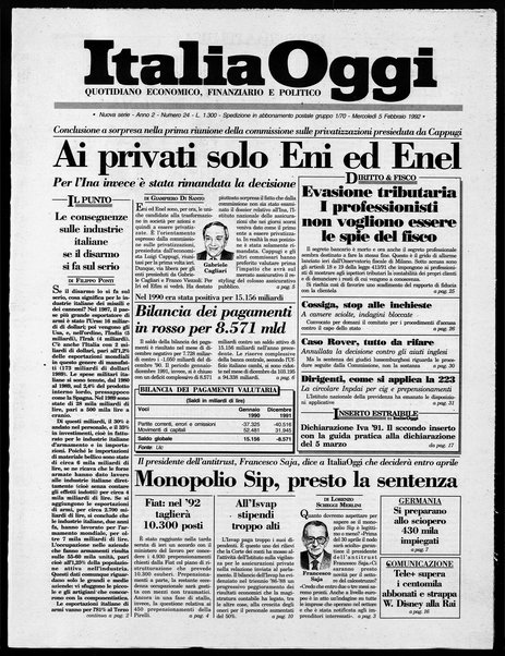 Italia oggi : quotidiano di economia finanza e politica